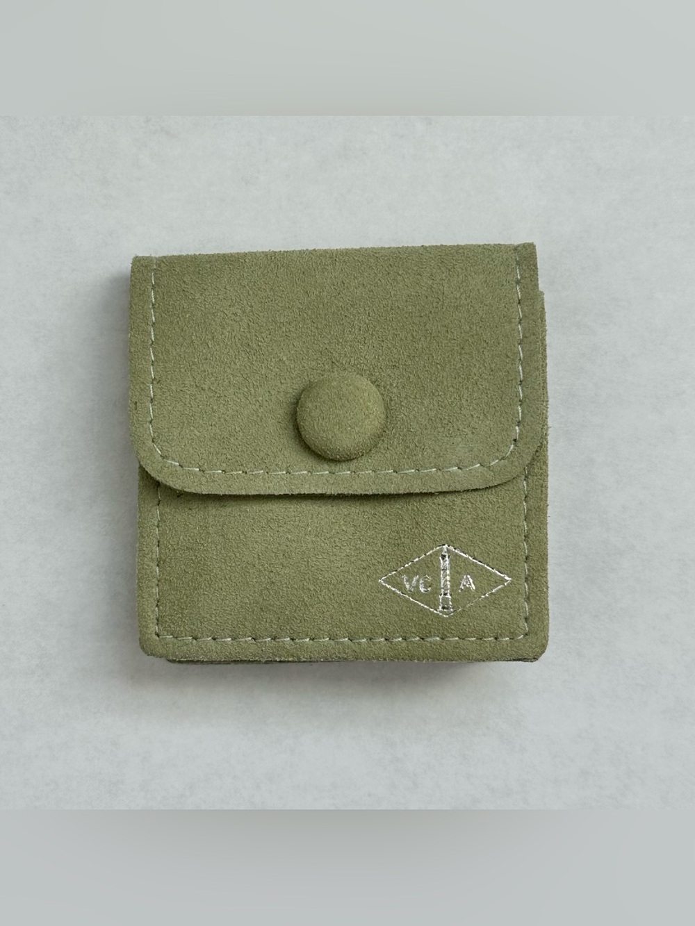 Van Cleef & Arpels Green Suede Jewelry Storage Travel Pouch 2.5” L x 2.5” W VCA
